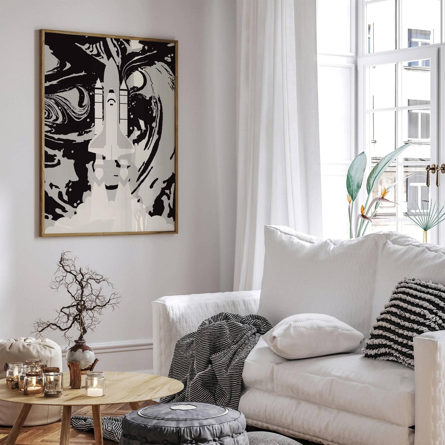 Monochrome Space Shuttle Minimalist Poster - HypeSheriff