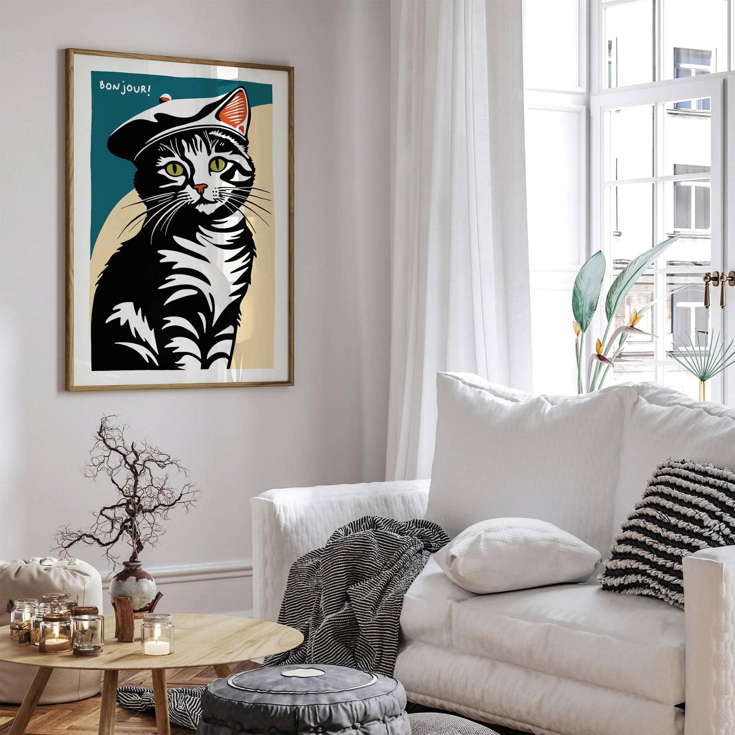 Bonjour! French Cat Wall Art Print - HypeSheriff
