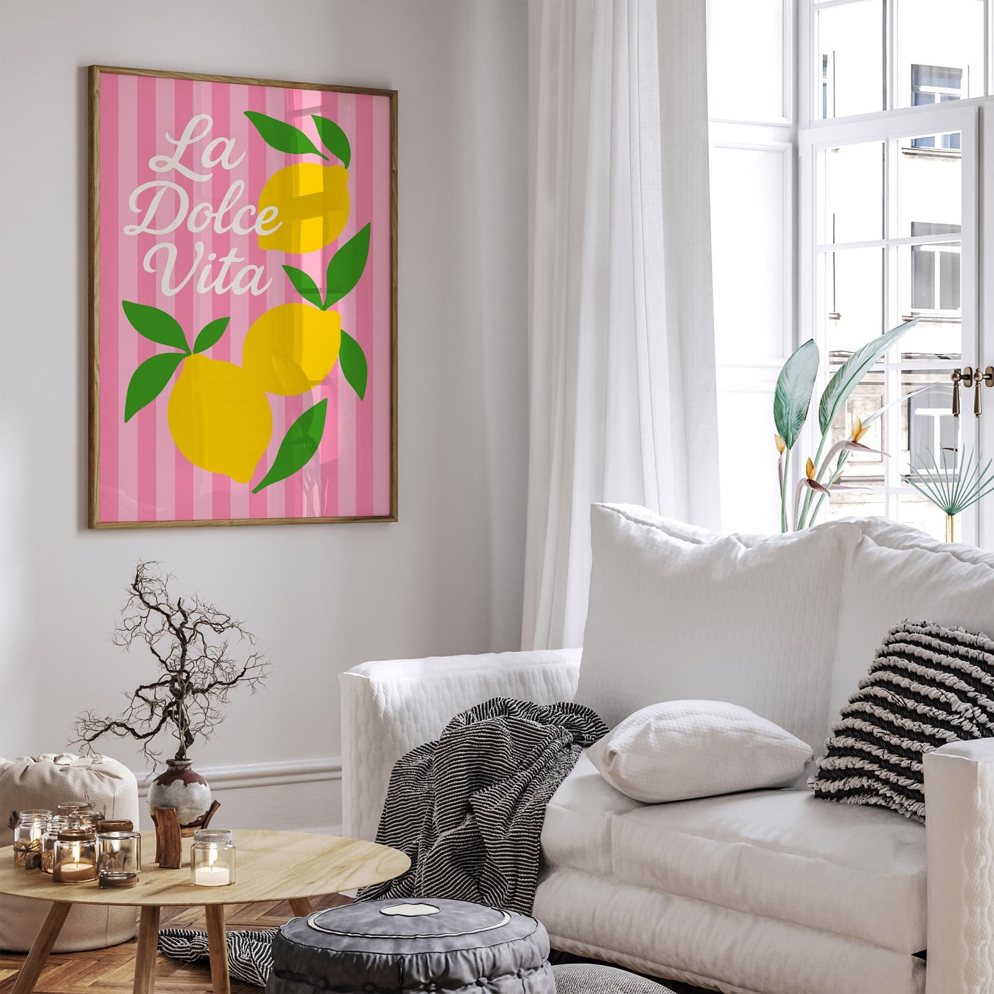 La Dolce Vita Poster - PInk Striped Pattern