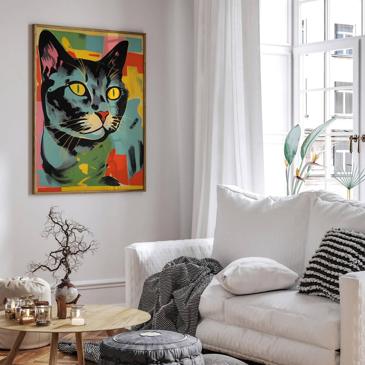 Colorful Retro Cat Reproduction Poster - HypeSheriff