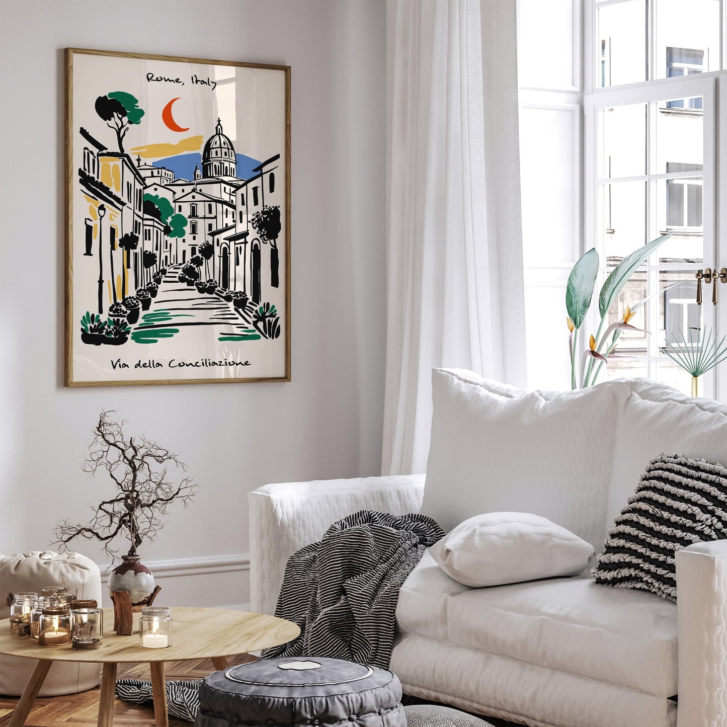 Italy Travel Poster - Rome Ink Sketch Art