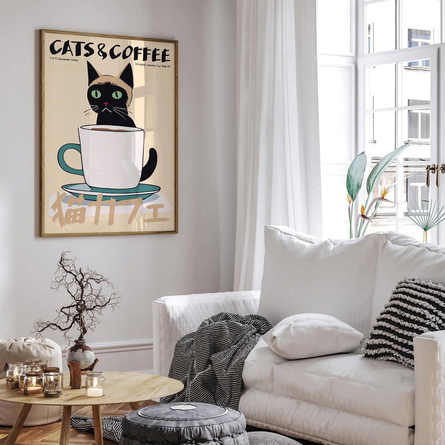 Japanese Cat Cafe Advertising Poster - HypeSheriff