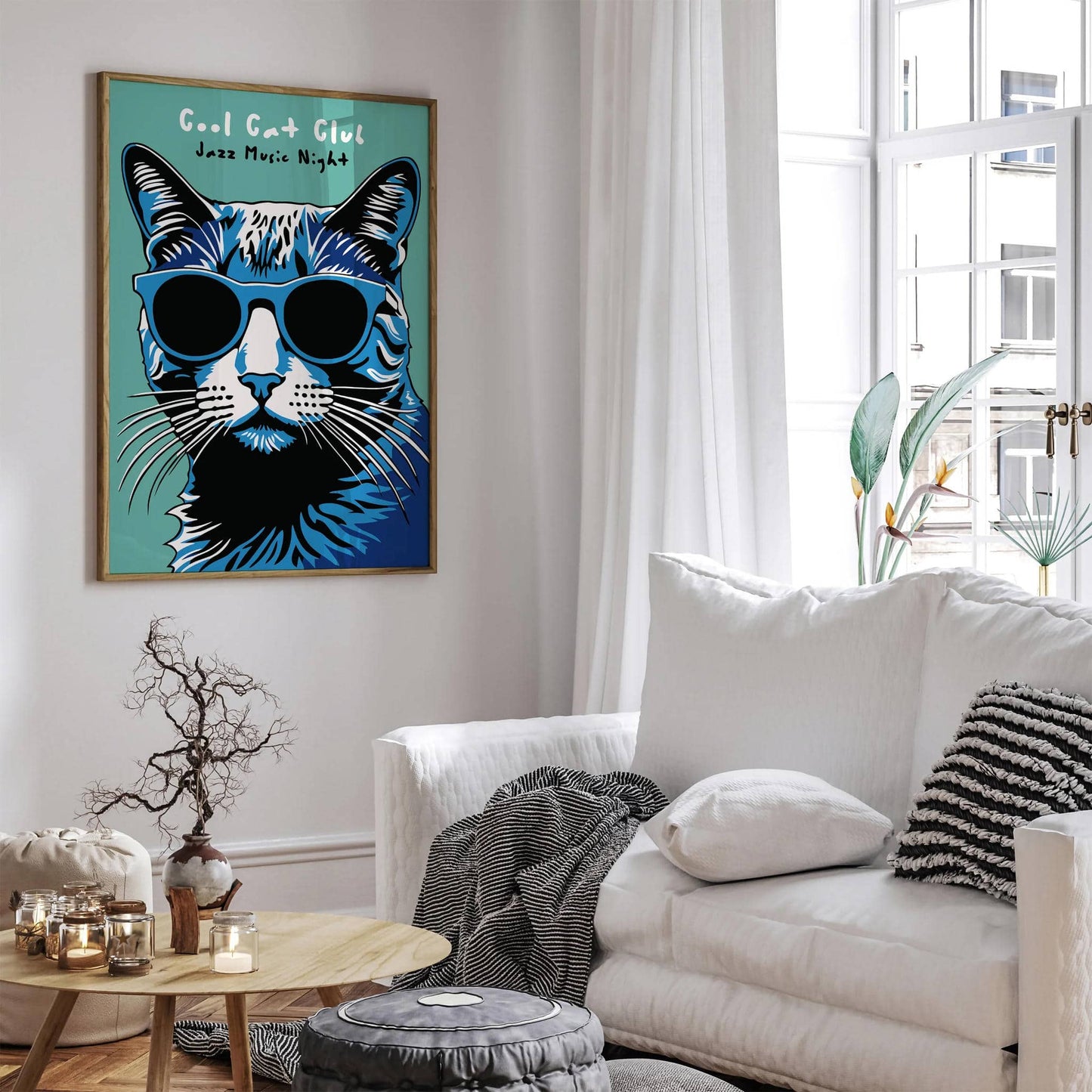 Cool Cat Jazz Club Blue Music Print - HypeSheriff