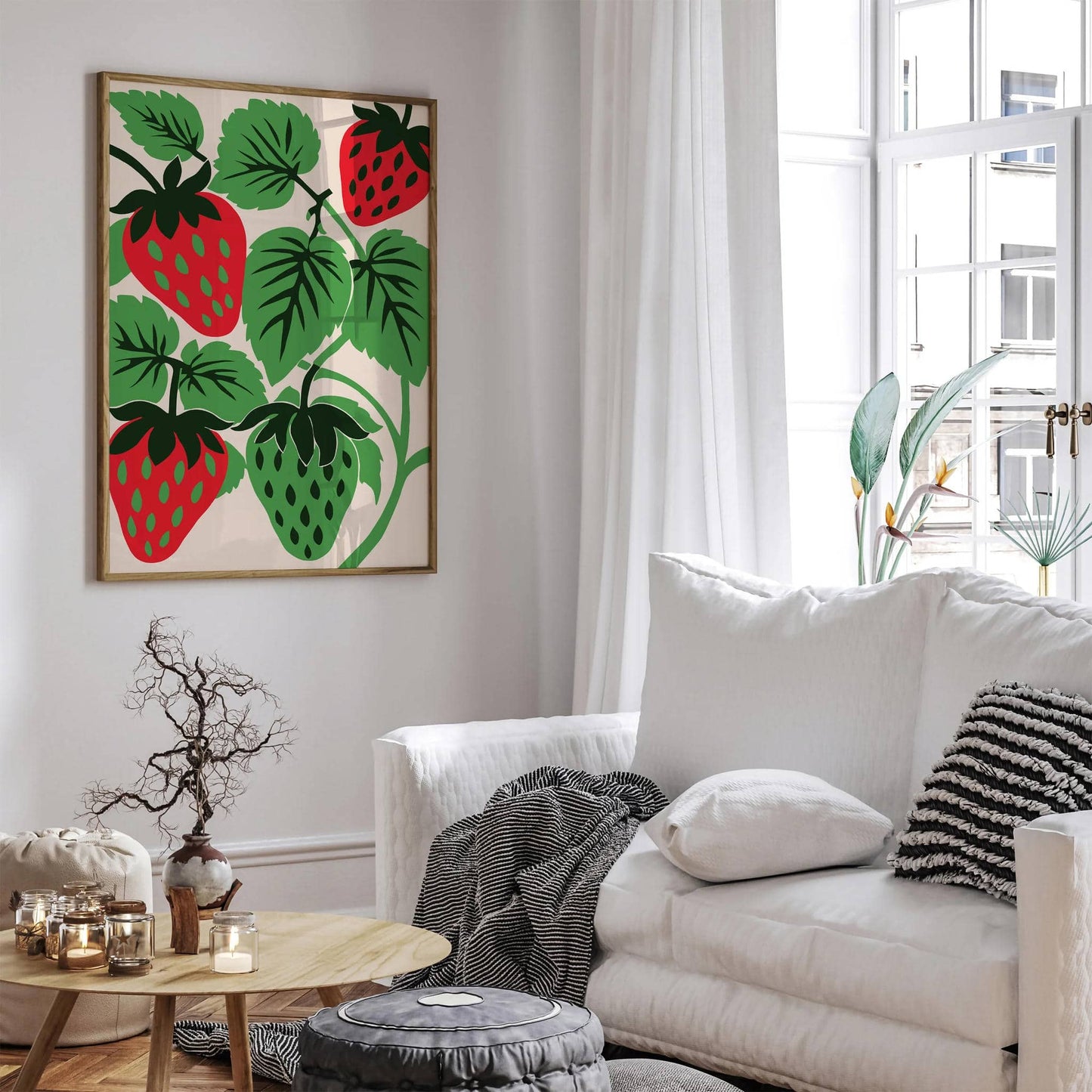 Strawberry Green Art - Retro Poster Print - HypeSheriff