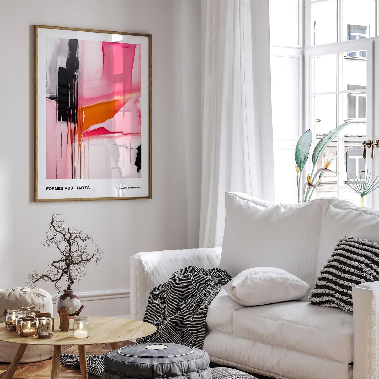 Formes Abstraites: Magenta Abstract Painting Print - HypeSheriff