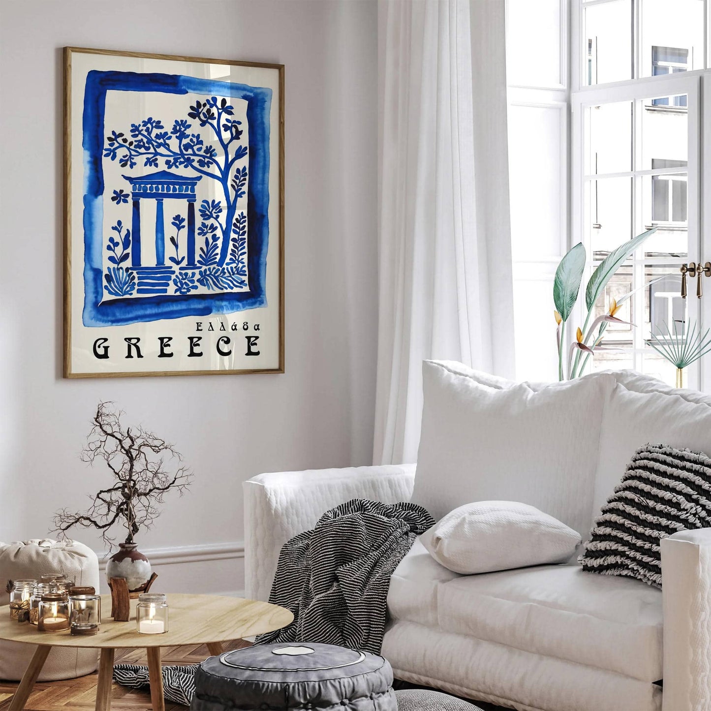 Greece Travel Blue Wall Art Honeymoon Gift 2024 - HypeSheriff
