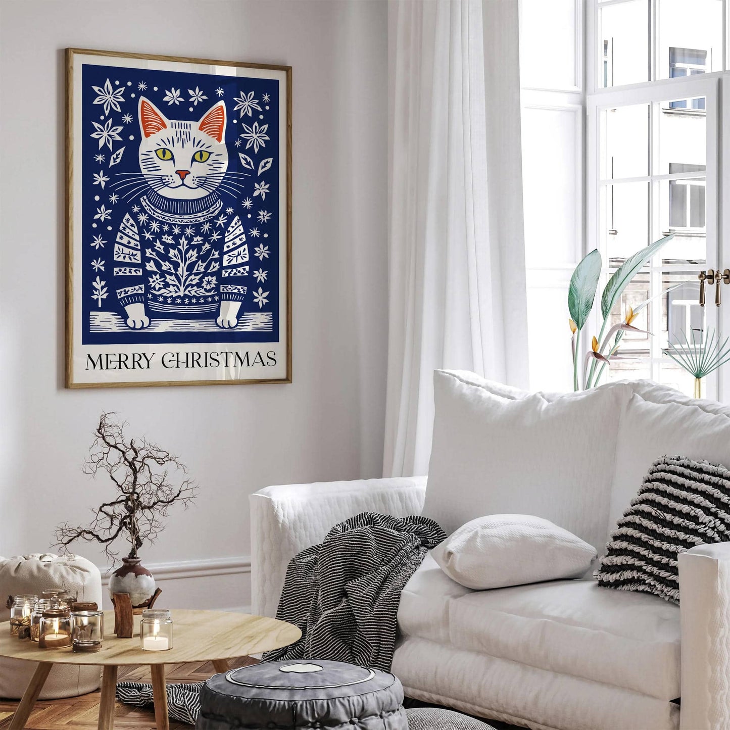 Cat in Christmas Sweater Poster - HypeSheriff