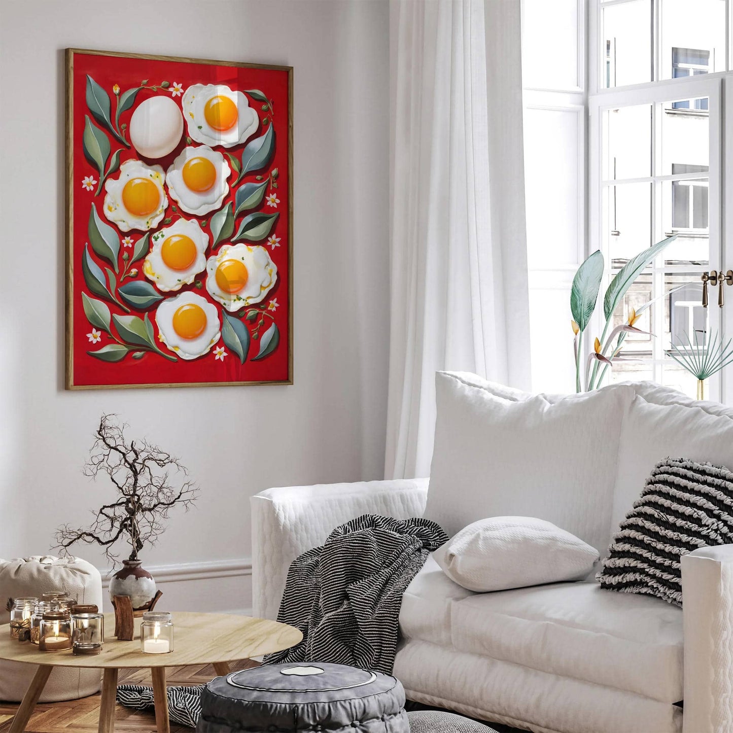 Eggs Painting Art Red Kitchen Wall Decor - HypeSheriff