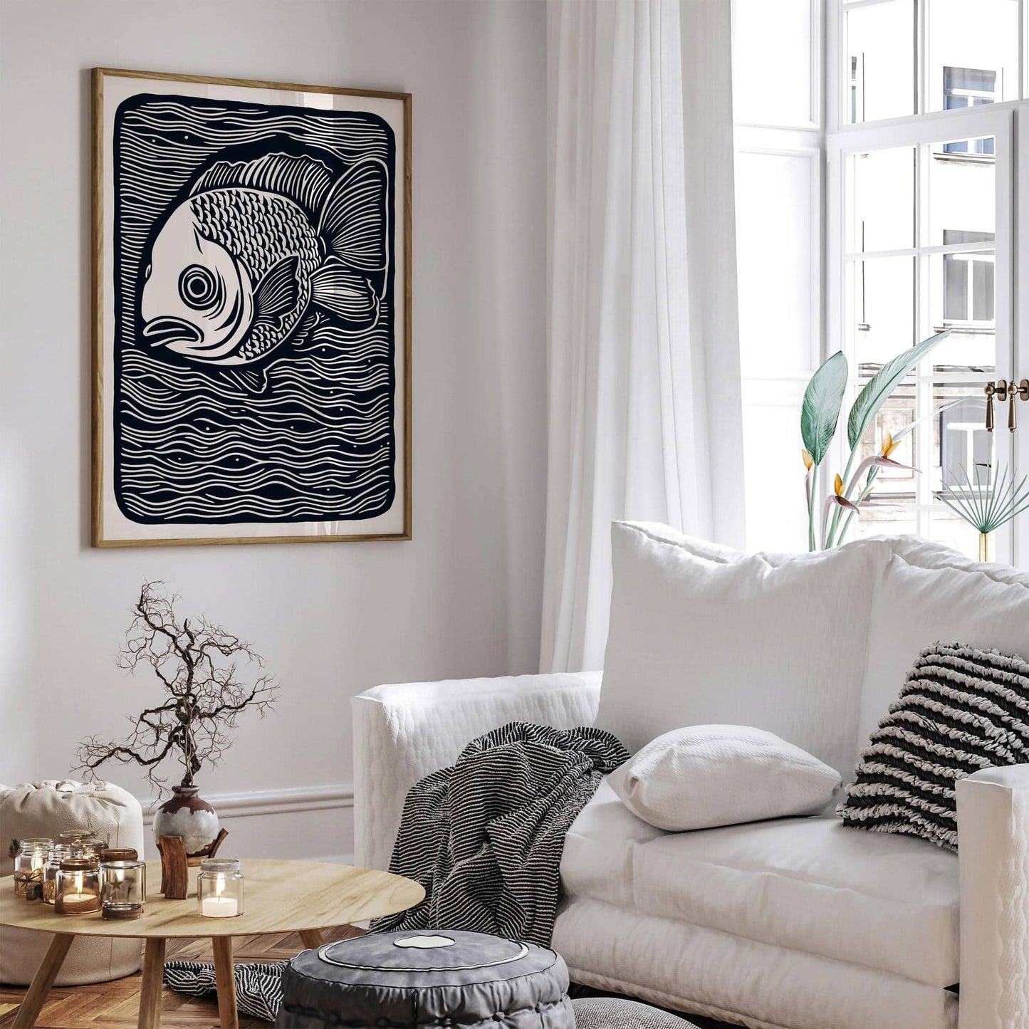 Quirky Fish Linocut Art Print - HypeSheriff