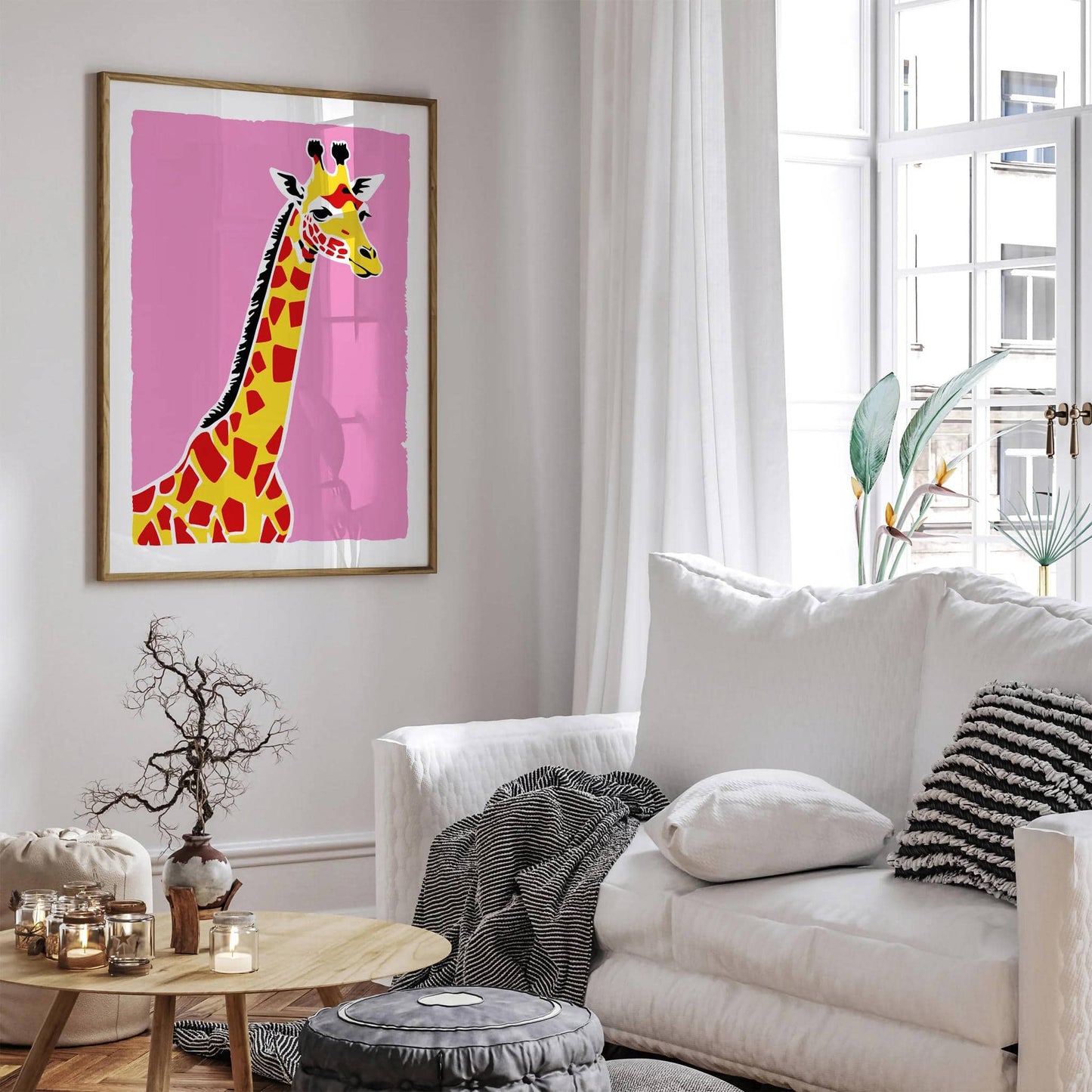Cute Giraffe Pink Poster - HypeSheriff