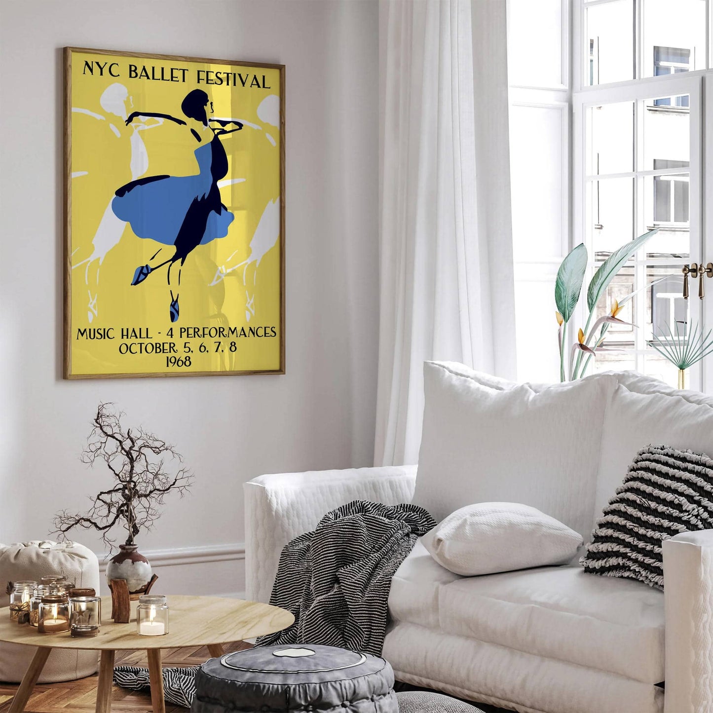 NYC Ballet Festival Yellow Wall Art - HypeSheriff