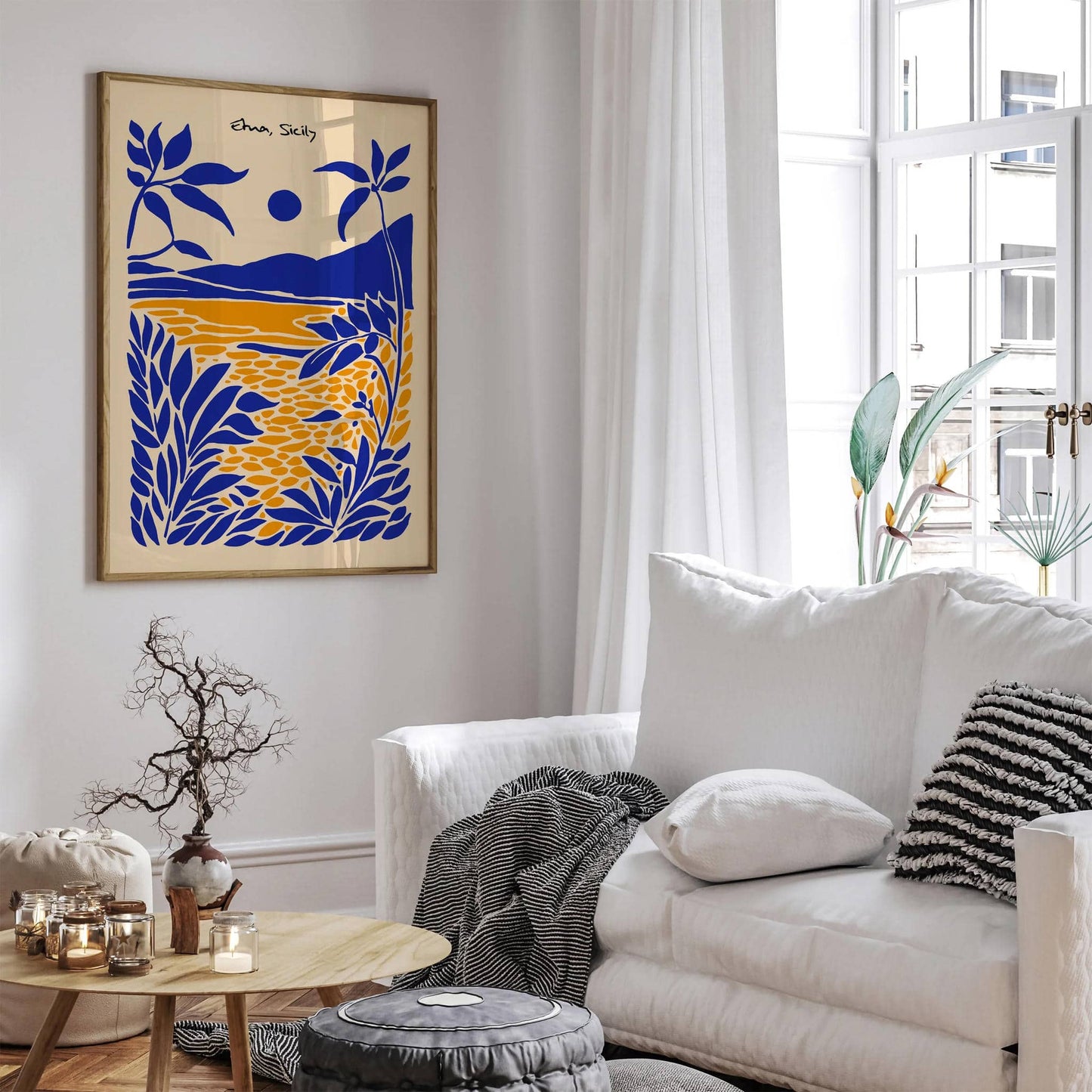Etna Sicily Landscape Blue Wall Art - HypeSheriff