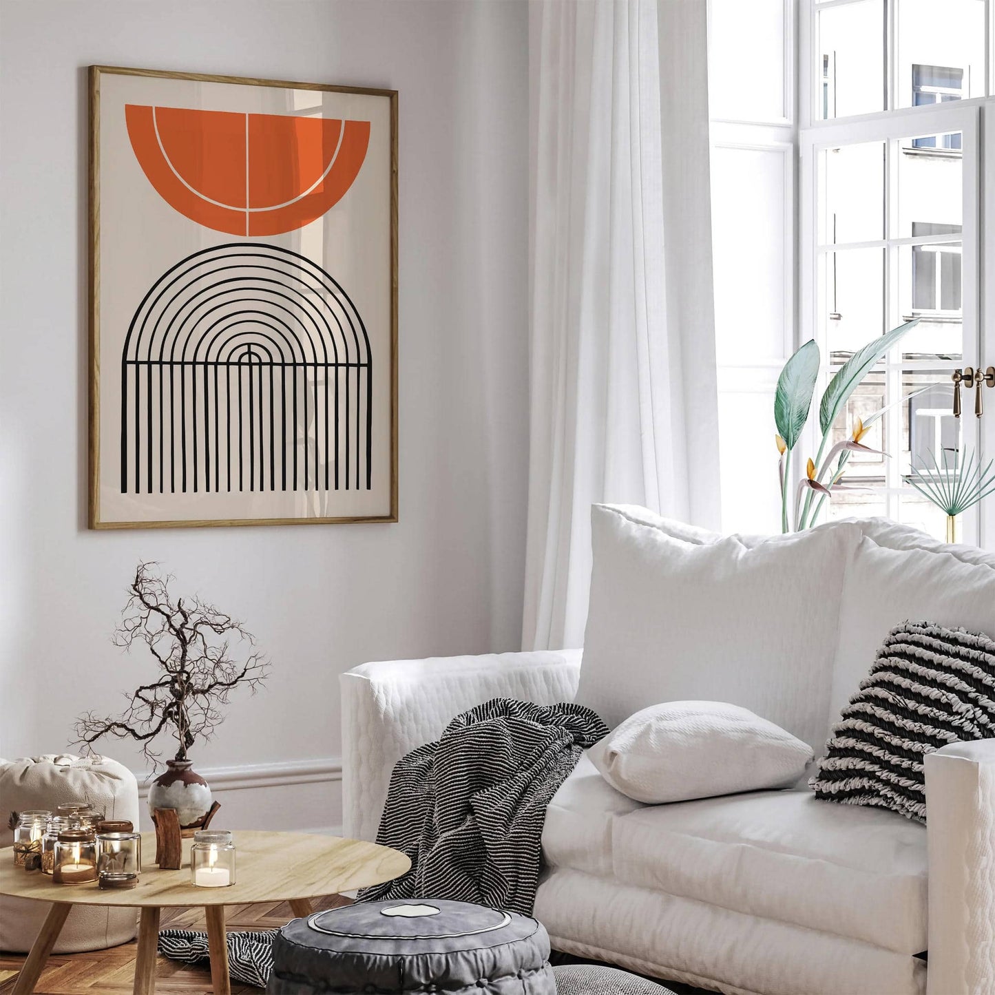Mid Century Orange Arches Art Print - HypeSheriff