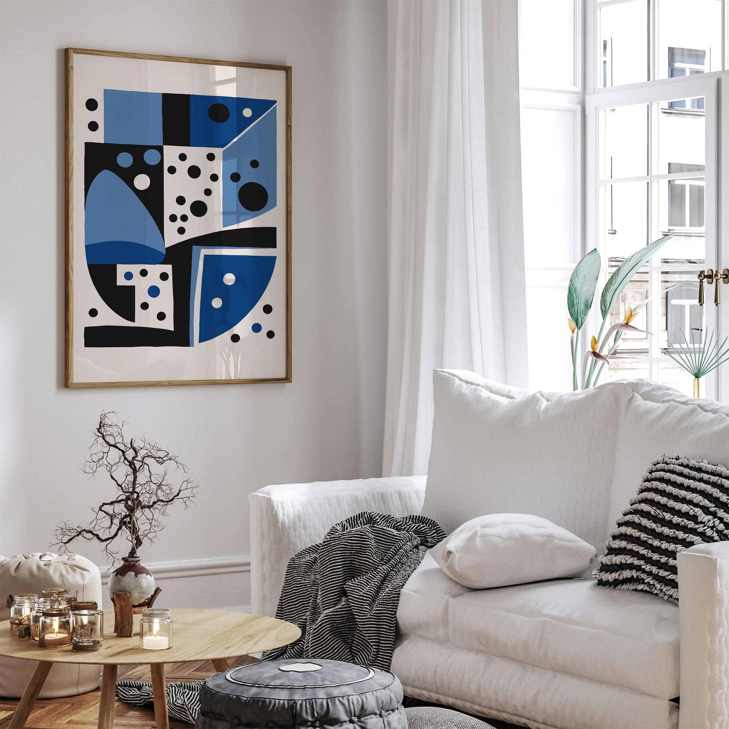 Blue Mid Century Geometric Print - HypeSheriff