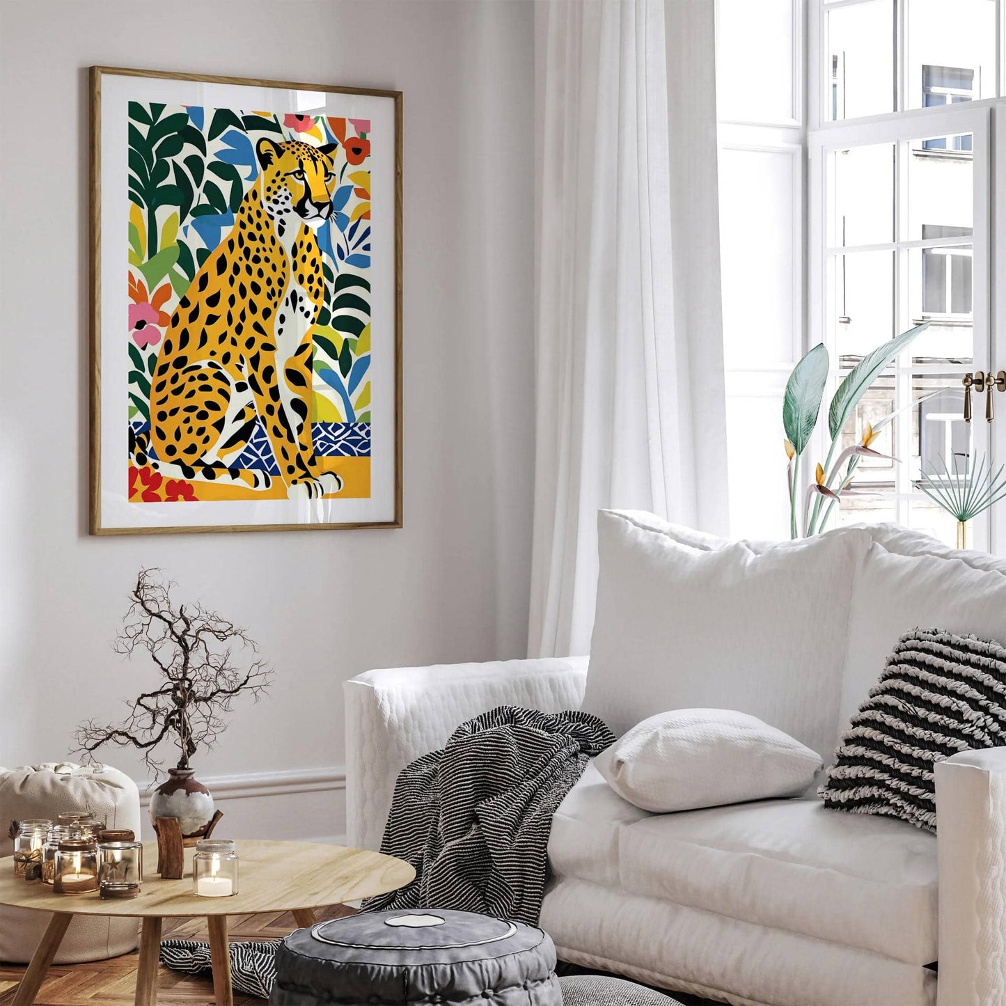 Moody Cheetah in Flowers Poster - HypeSheriff