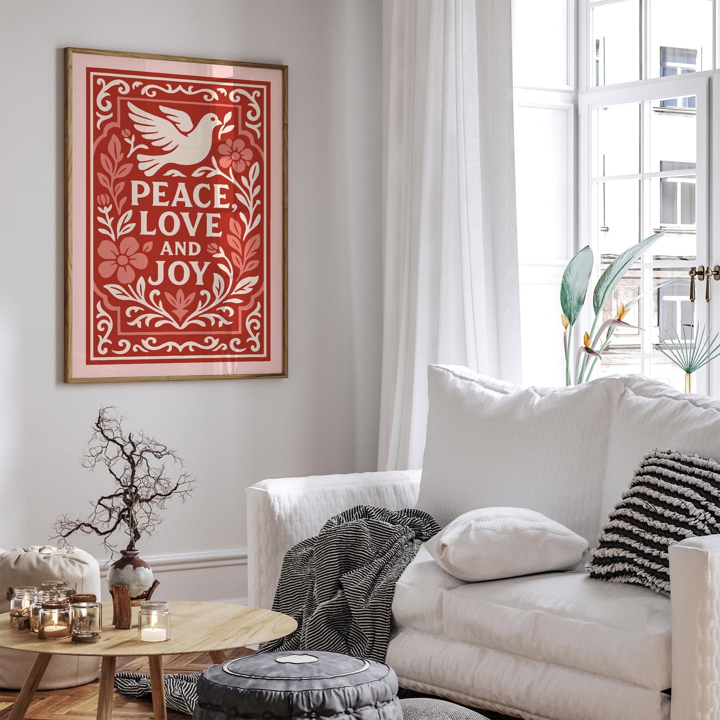 Peace Love Joy Poster - Inspirational Quote Wall Art
