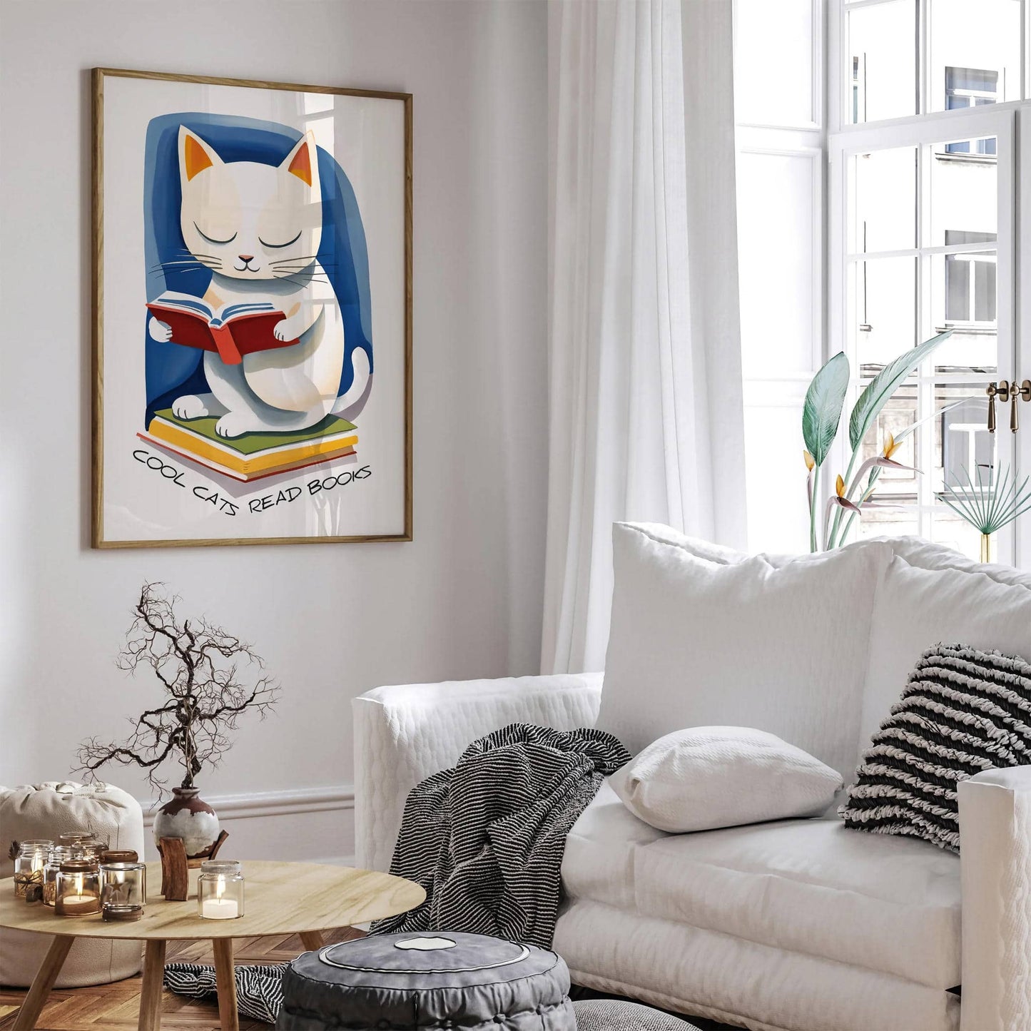 Coll Cats Read Books Literary Wall Art Print - HypeSheriff