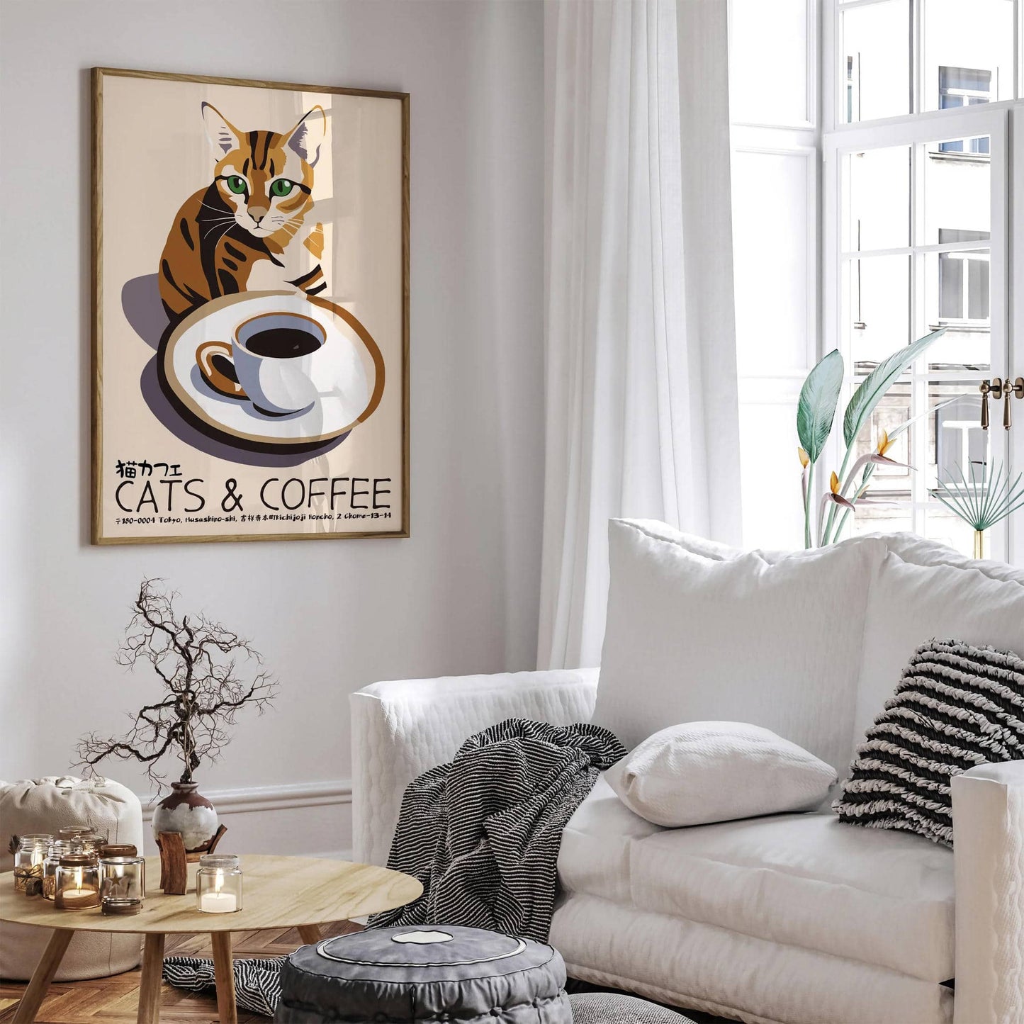 Cats & Coffee Tokyo Cafe Poster - HypeSheriff