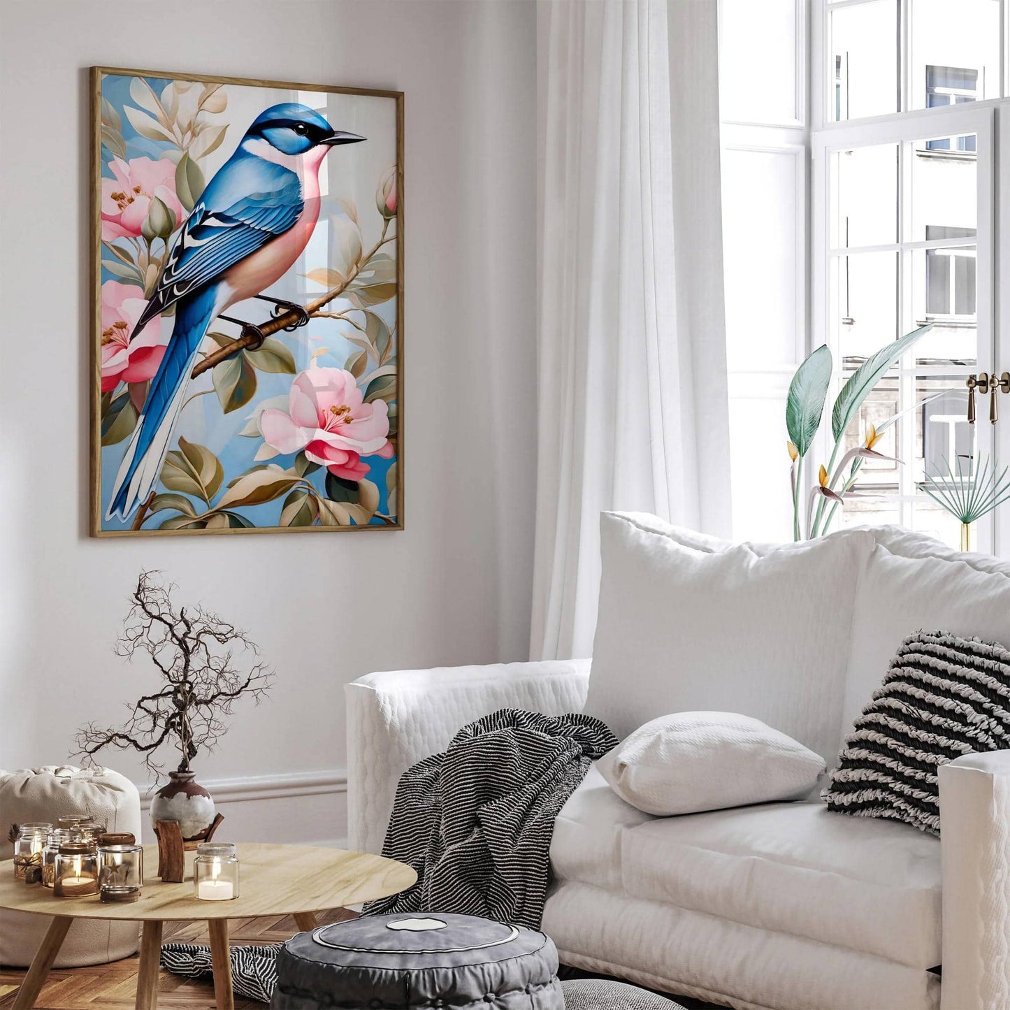 Blue Bird Floral Elegant Poster - HypeSheriff