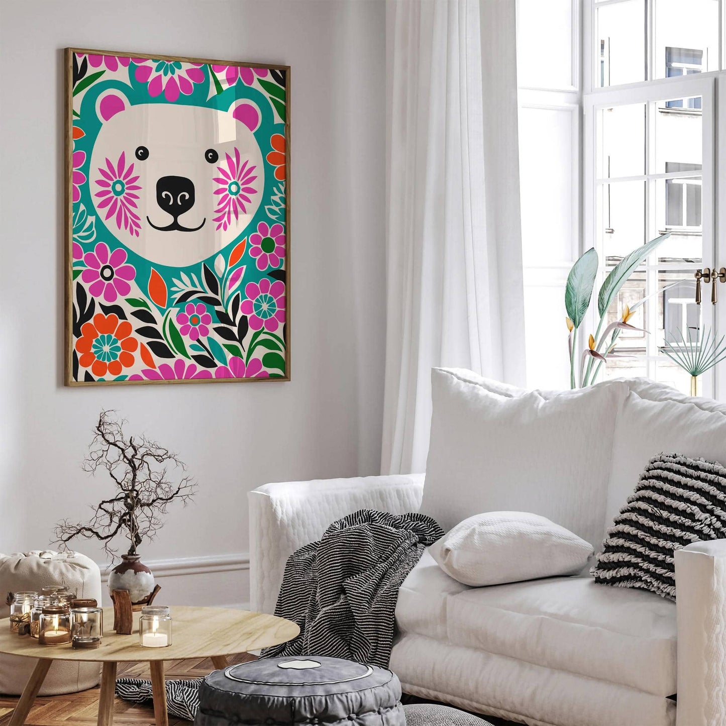 Cute Bear for Kids Room Decor Art Print - HypeSheriff