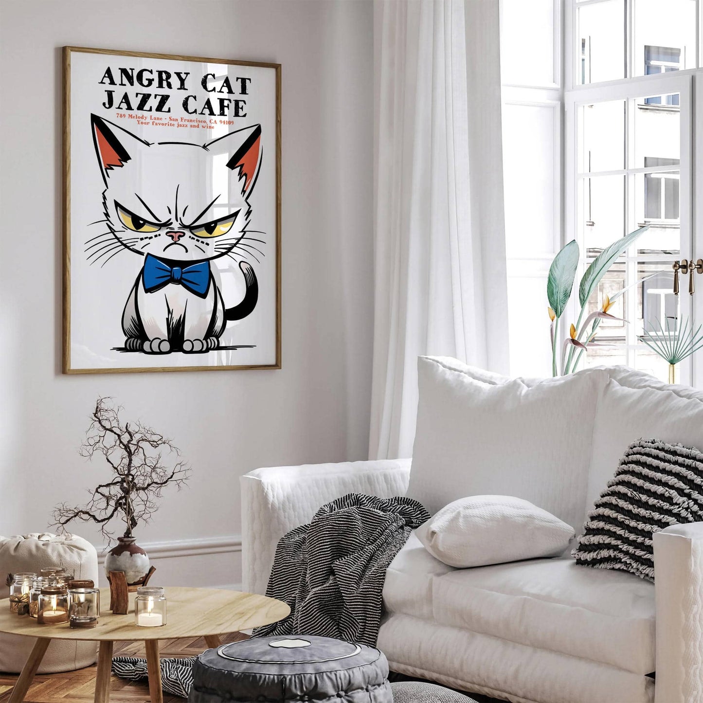 Angry Cat Jazz Cafe Advertising Poster Print - HypeSheriff