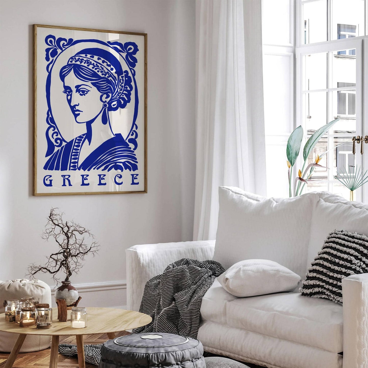 Blue Greece Woman Portrait Print - HypeSheriff