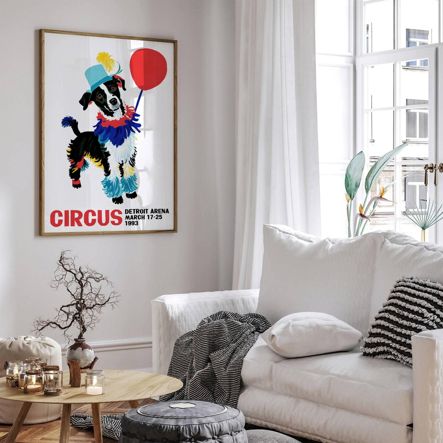 Funny Dog Detroit Arena Circus Retro Art Print - HypeSheriff