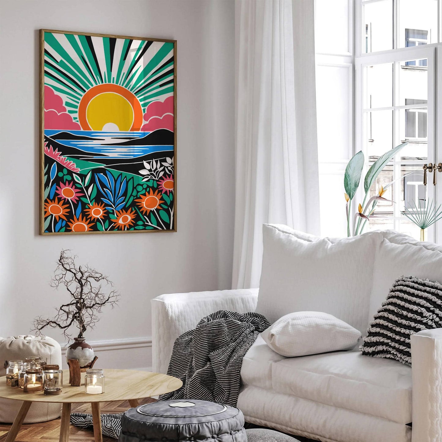 Colorful Groovy Sunset Art Print 2024 - HypeSheriff