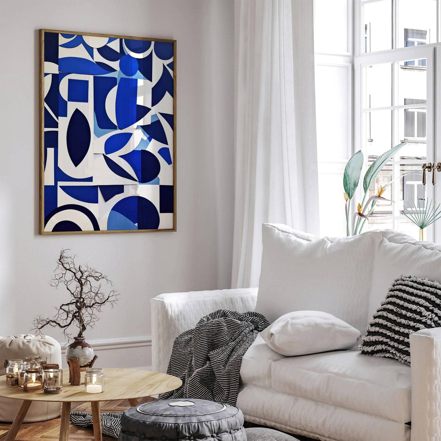 Blue Indigo Shapes Abstract Wall Art - HypeSheriff