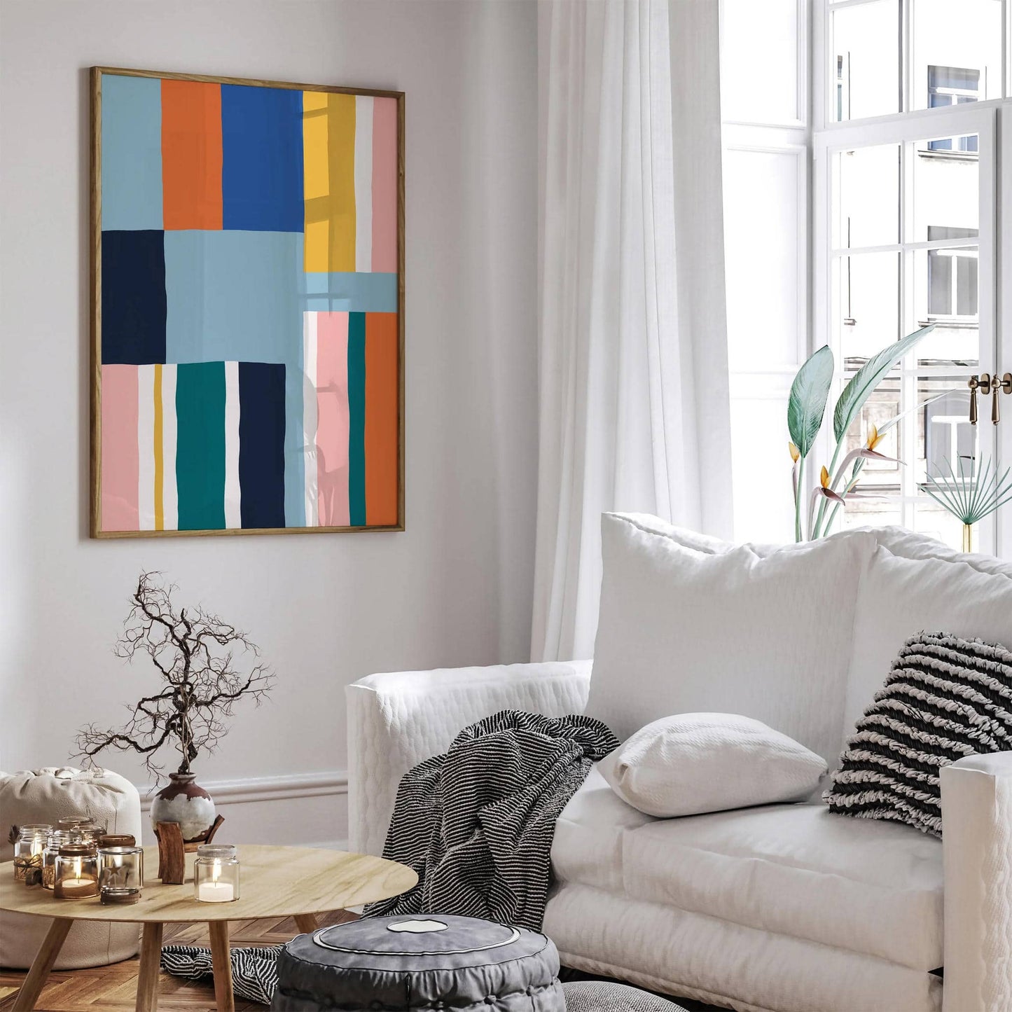 Colorful Striped Retro Wall Art - HypeSheriff