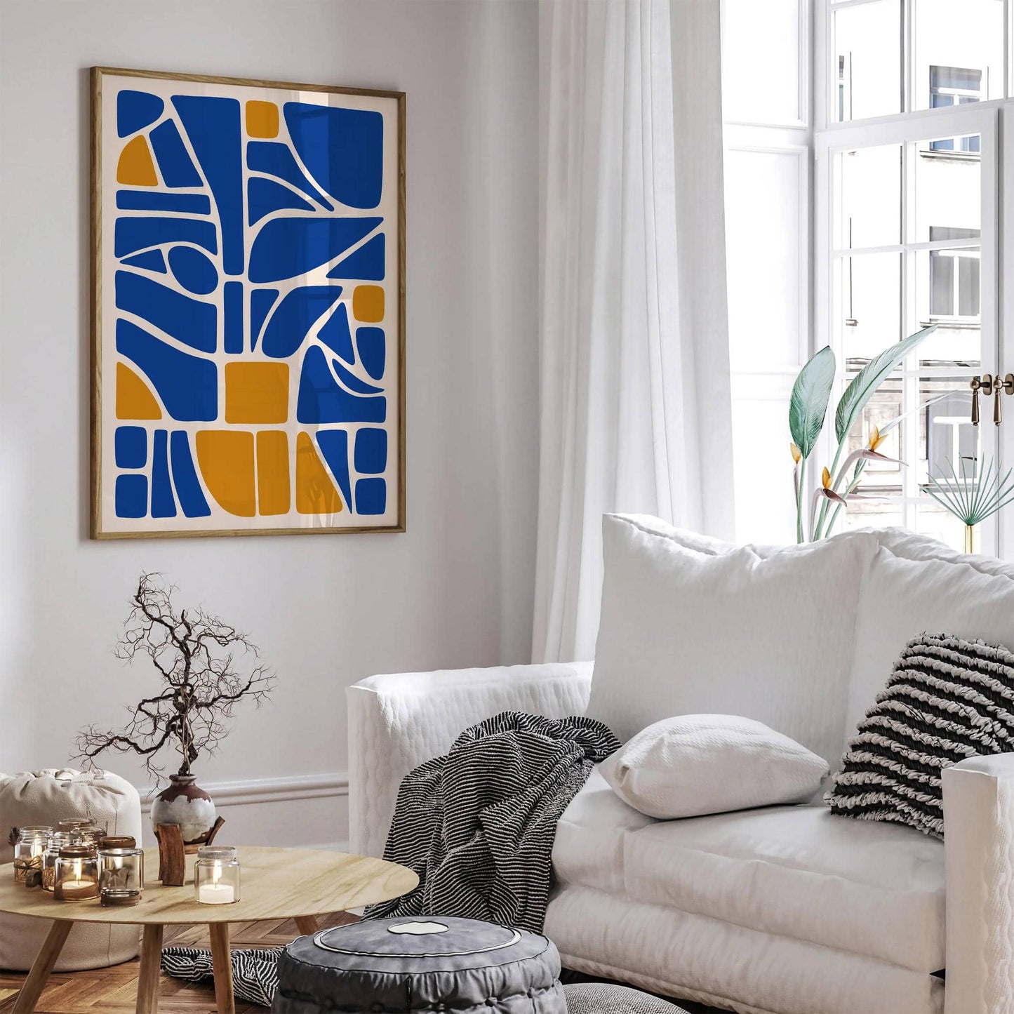 Mid Century Abstract Blue Poster - HypeSheriff