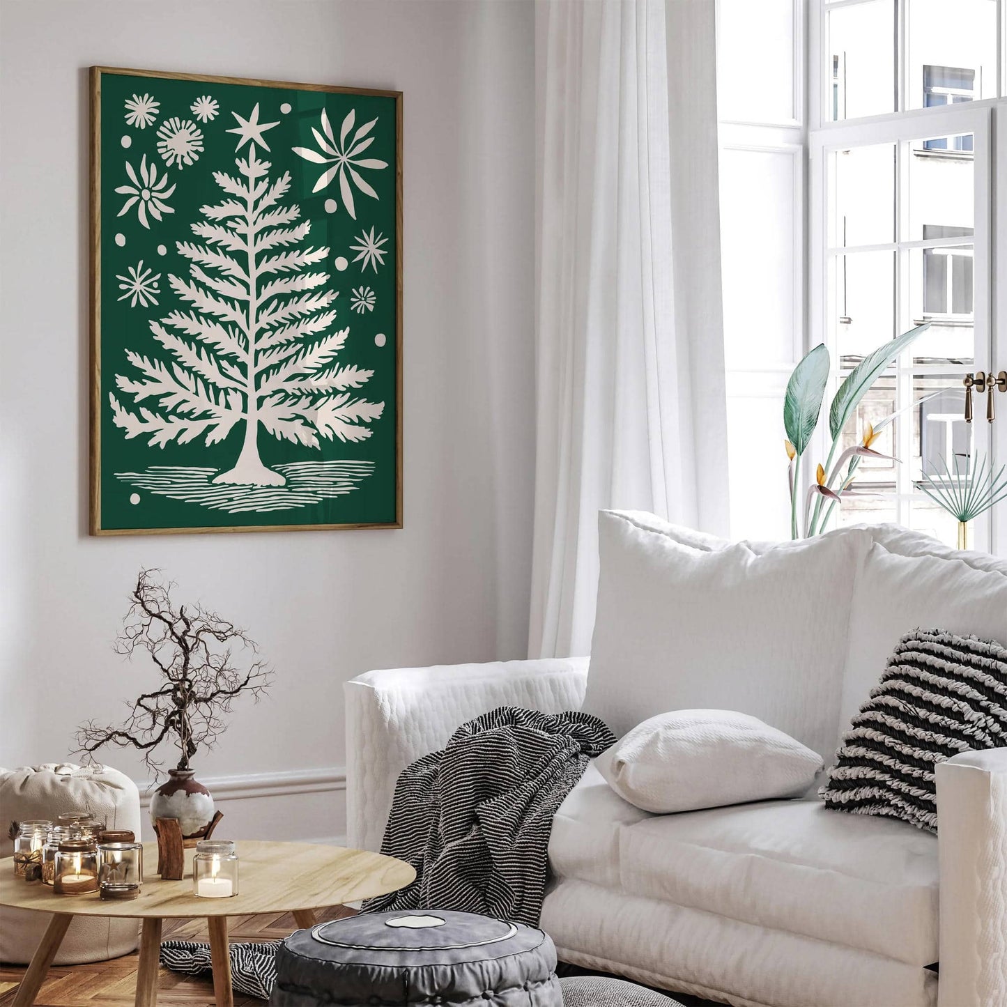 Christmas Tree Illustration Entryway Wall Decor - HypeSheriff