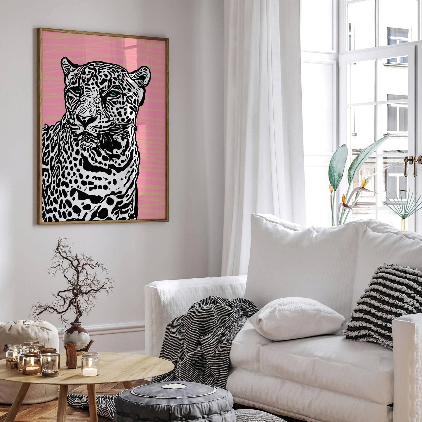 Bold Chic White Panther Cat Art Print - HypeSheriff