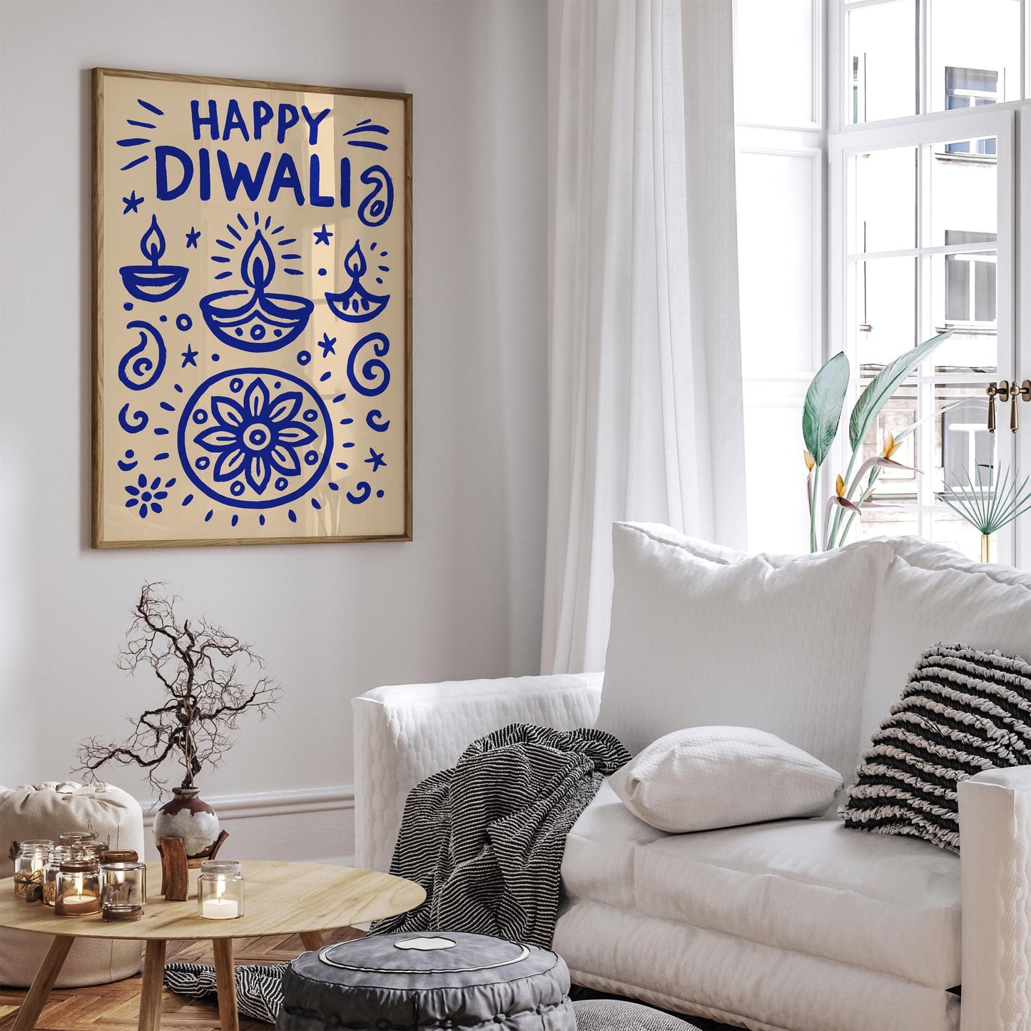 Happy Diwali Poster - Hindu Festival Celebration Wall Art
