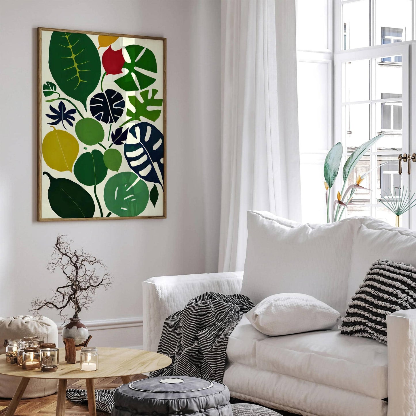 Green Floral Mid-Century Shapes Poster - HypeSheriff