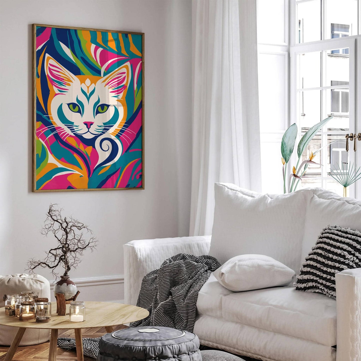 Colorful Wild Cat Wall Art - HypeSheriff