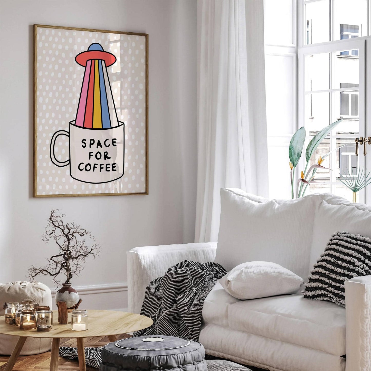 Space For Coffee Quirky UFO Poster - HypeSheriff