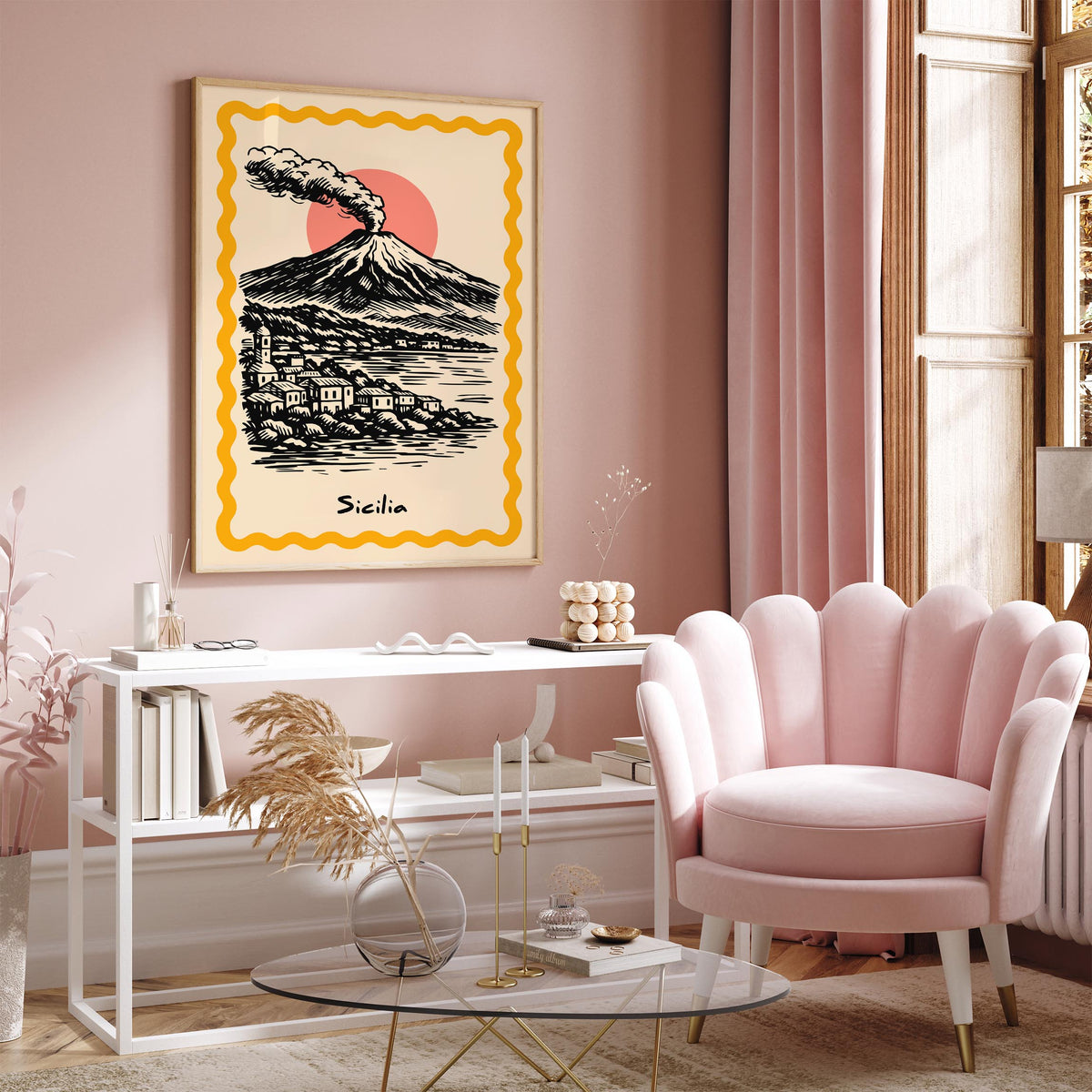 Sicily Mount Etna Travel Poster