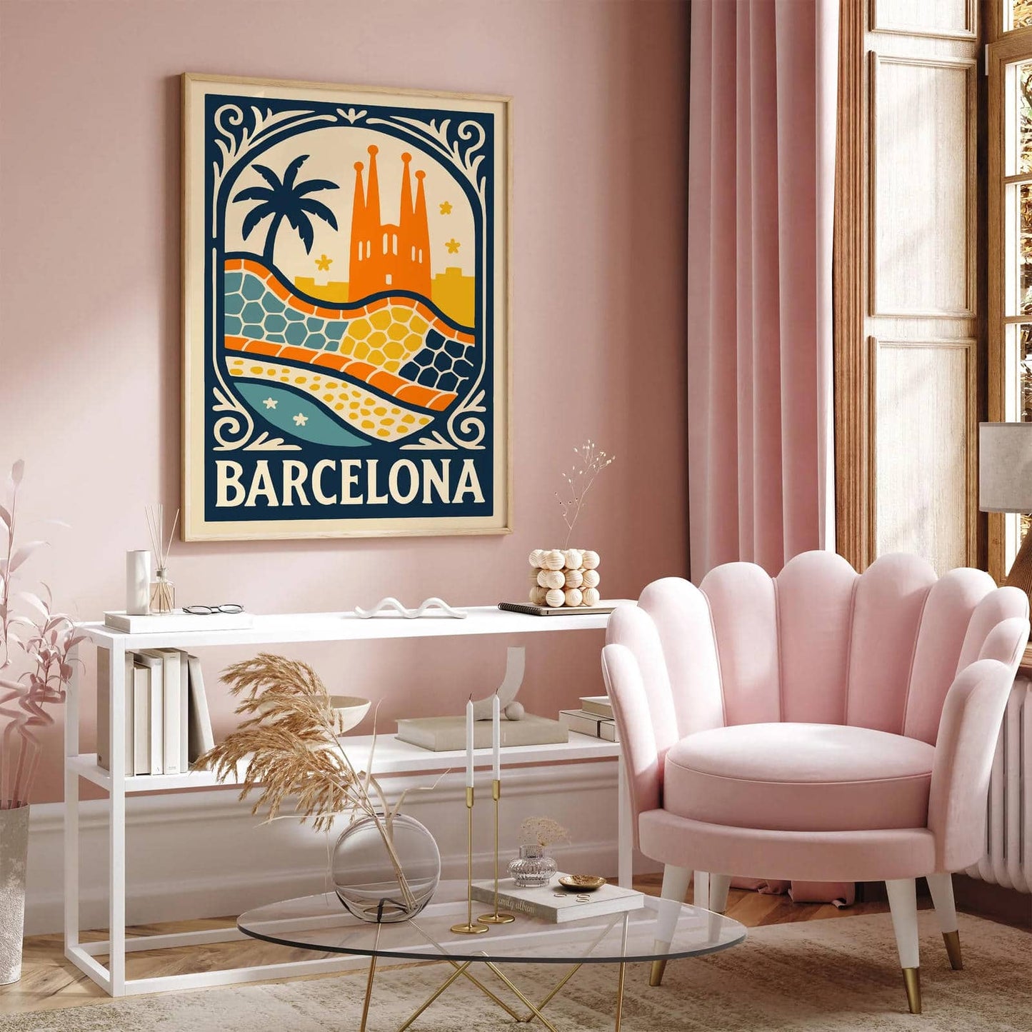 Barcelona Travel Retro Poster