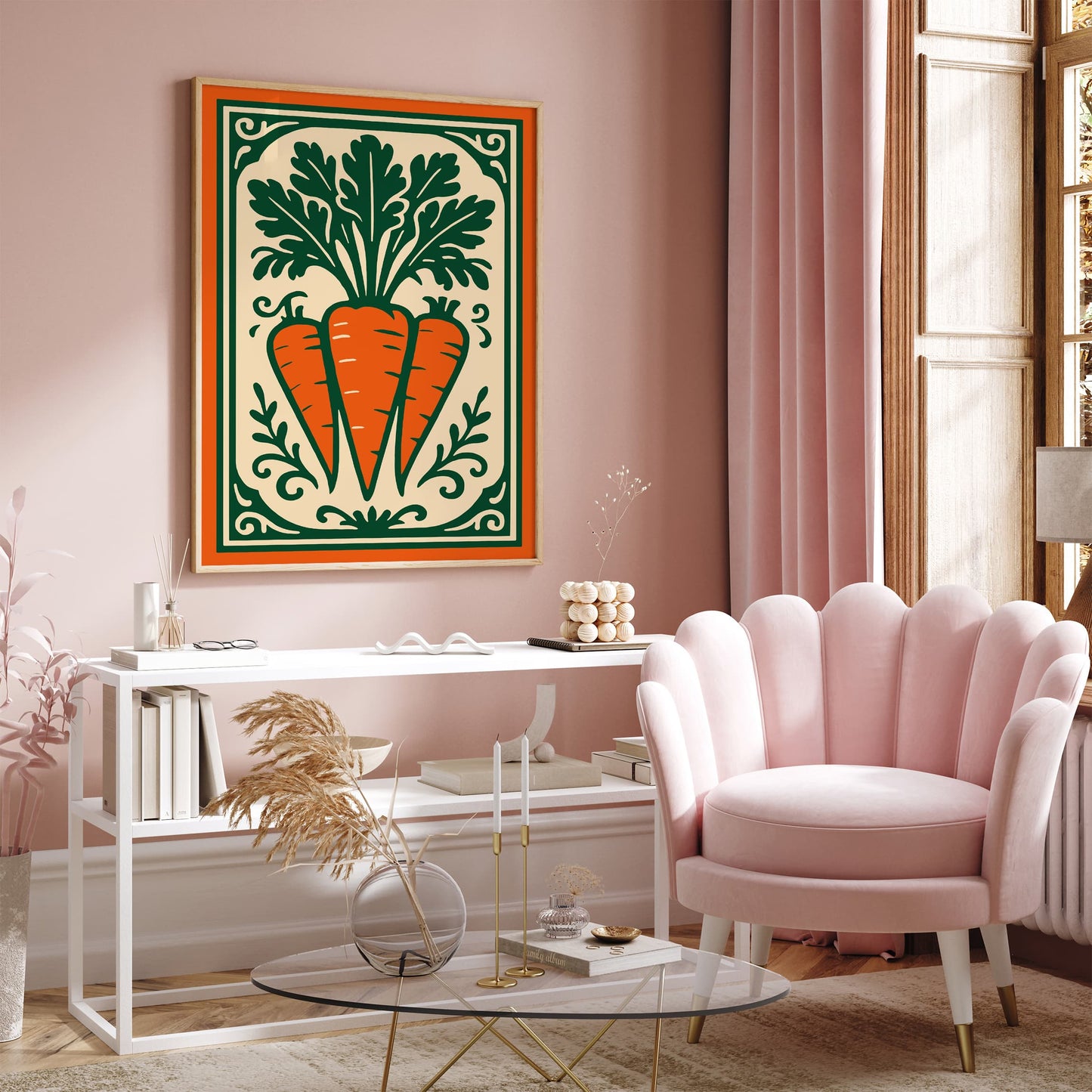 Carrots Vegetable Poster, Farmhouse Kitchen Wall Art