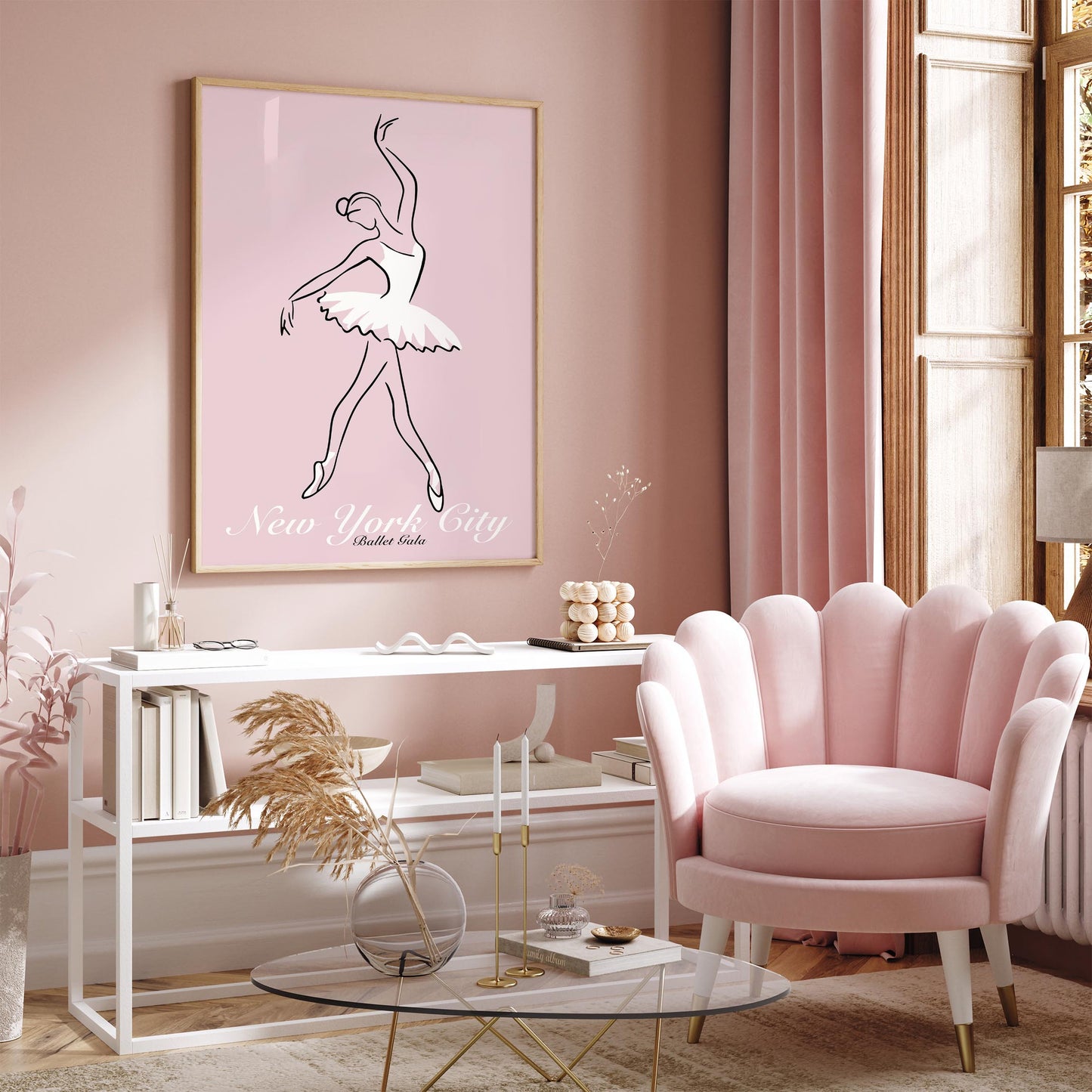 New York City Ballet Gala Poster - Pink Ballerina Wall Art