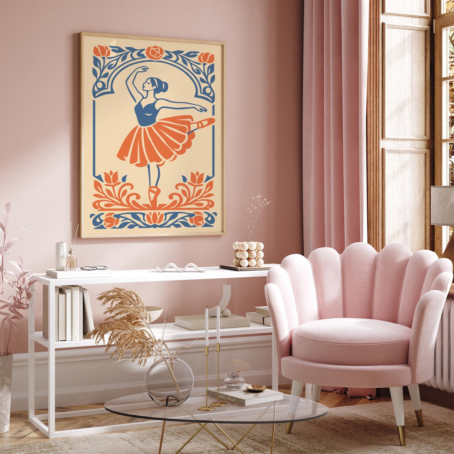 Vintage Ballerina Dancer Wall Art Print