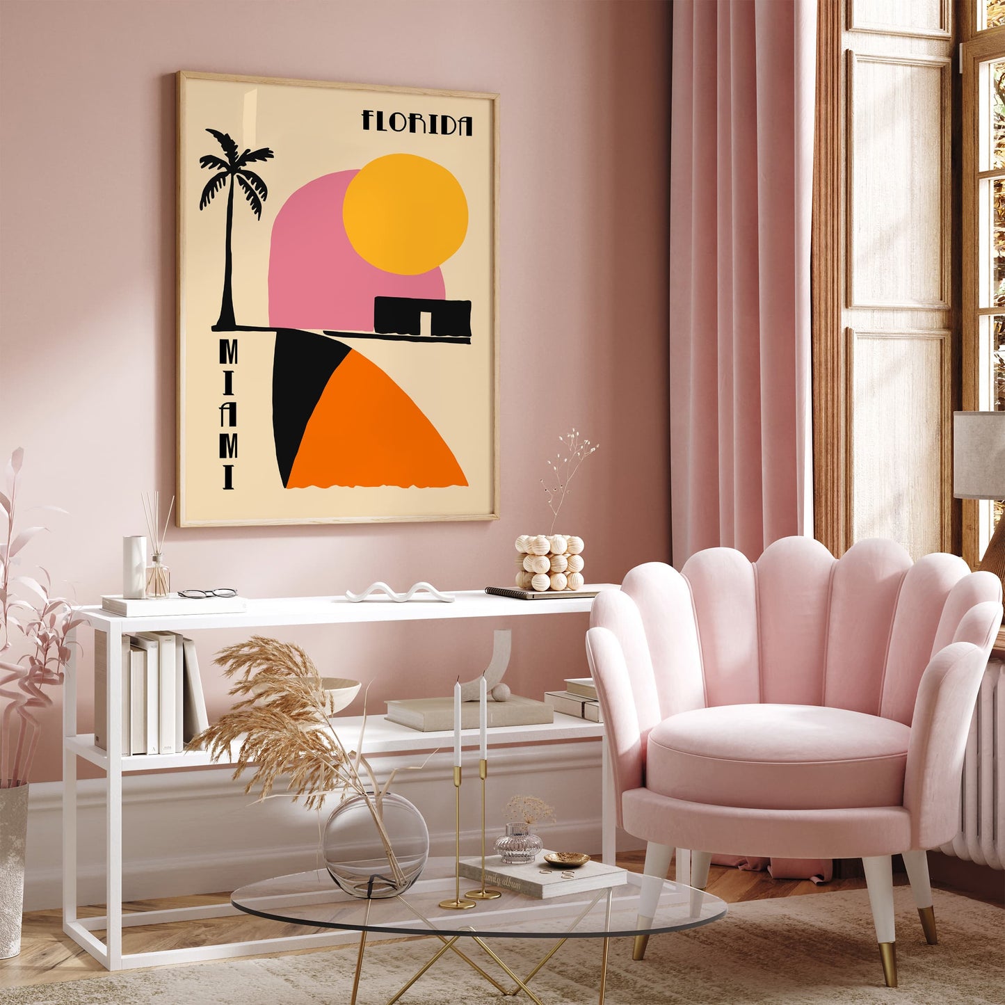 Florida Miami Poster, Mid Century Modern Style