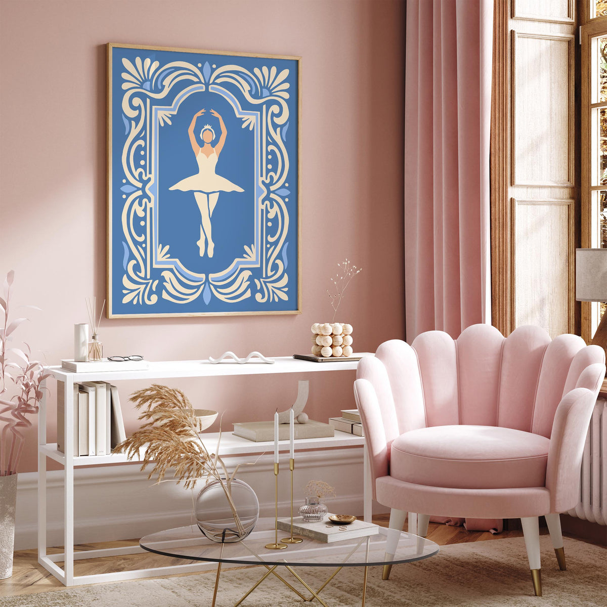 Swan Lake Ballet Poster – Blue Ballerina Art