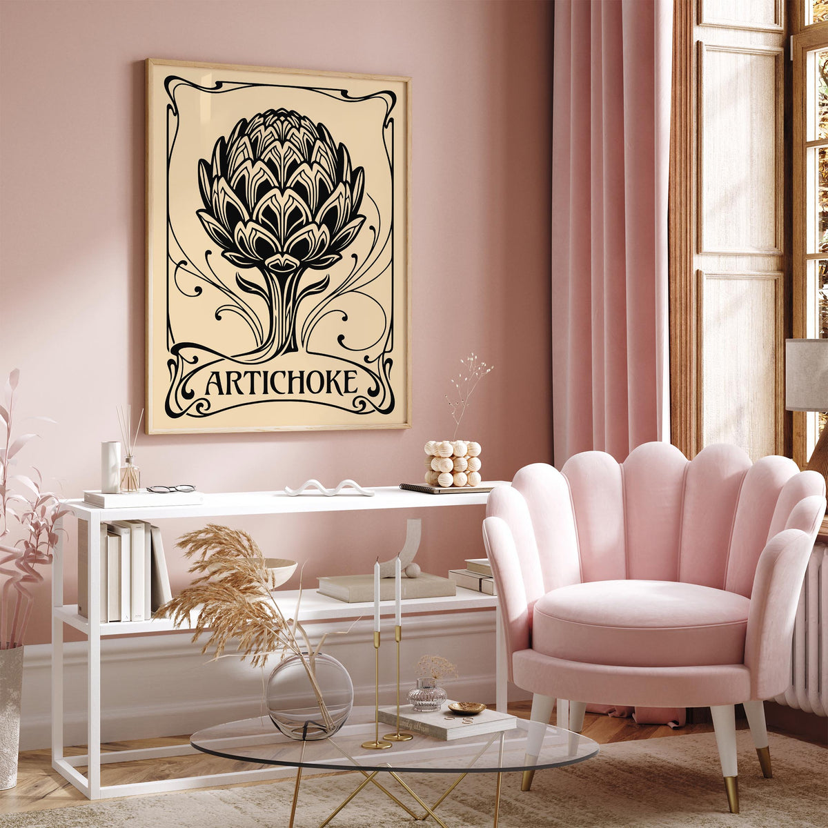 Black Vintage Artichoke Poster