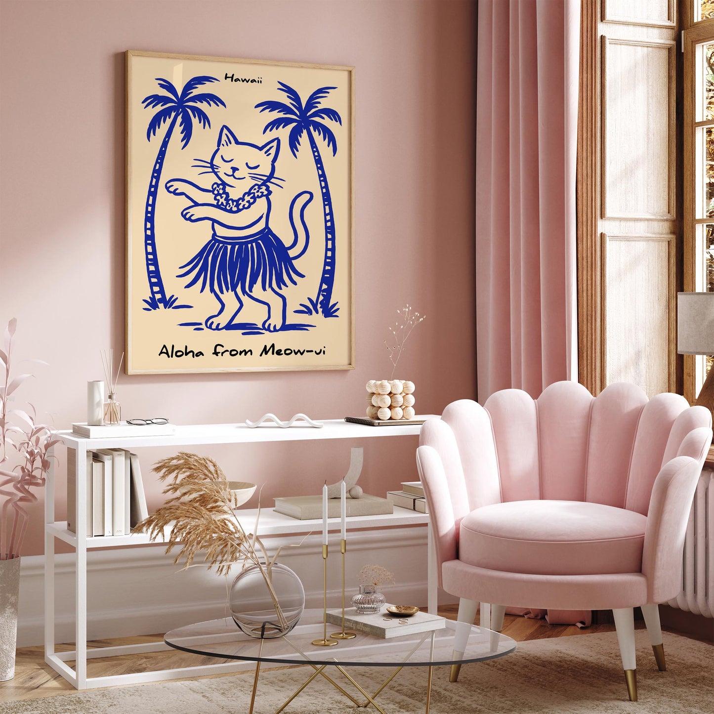 Aloha from Meow-ui Poster - Cat Dancing Hula Art Print