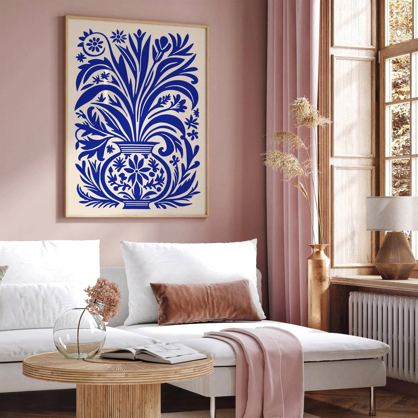 Blue Eclectic Flowers in Vase Poster