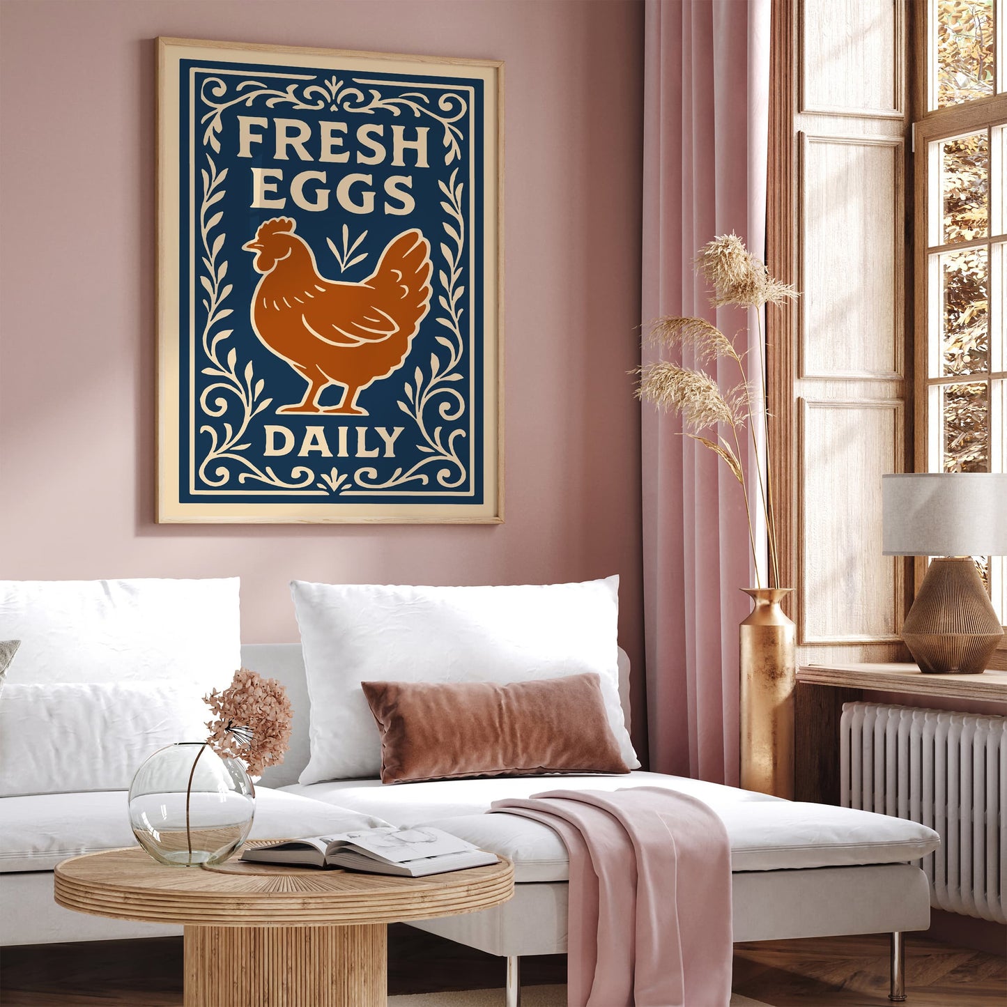 Fresh Eggs Daily Poster - Retro Kitchen Wall Art Print