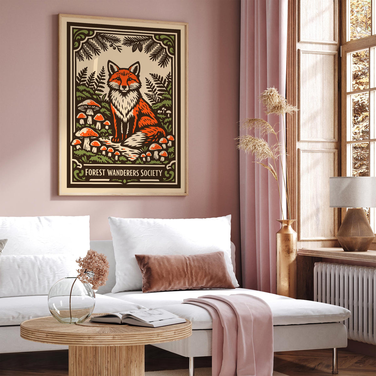 Vintage Fox Forest Nature Art Poster