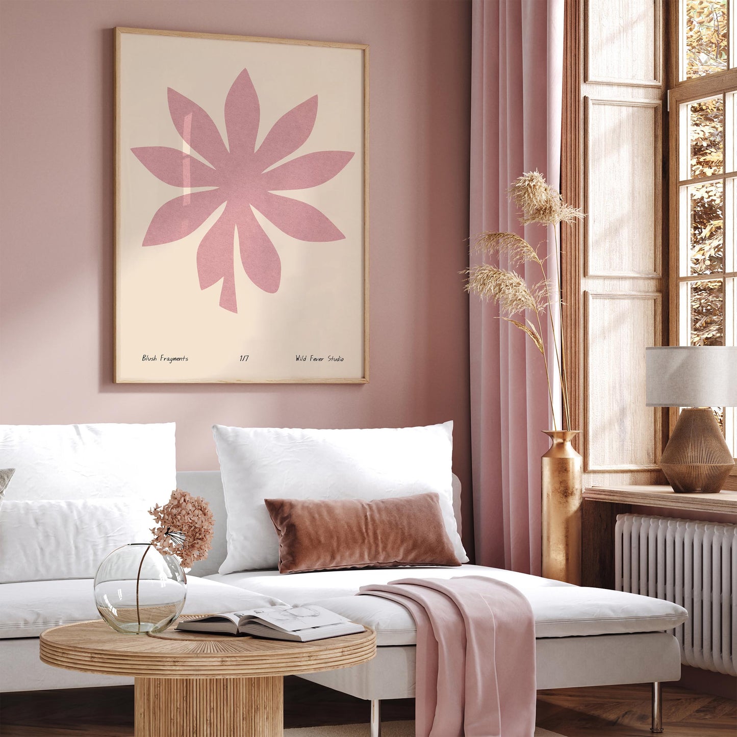 Pink Abstract Minimalist Cut Outs Wall Art